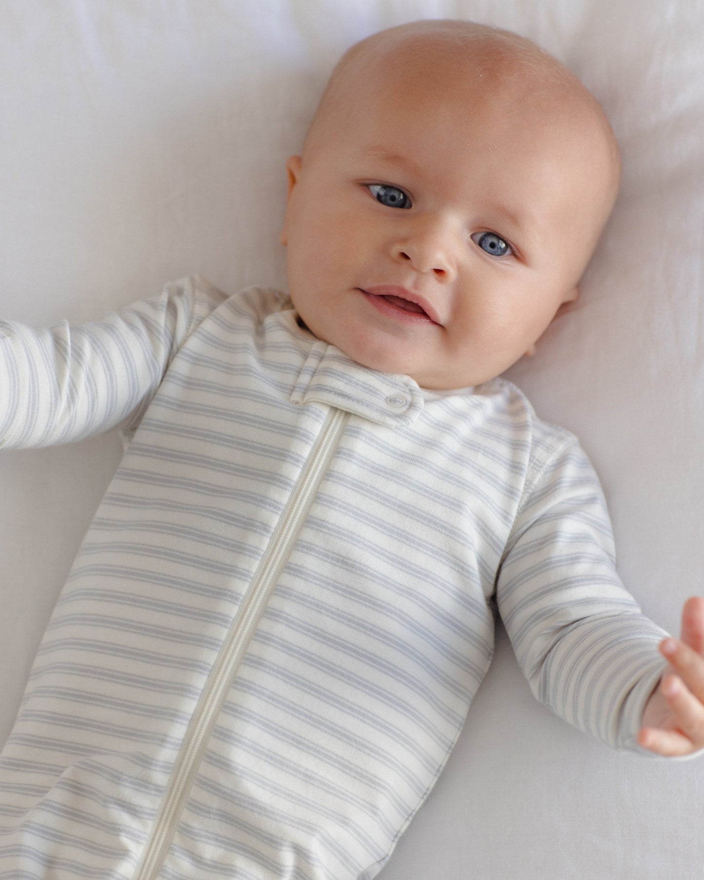 Organic Zip Footie Sleeper - Cloud Stripe