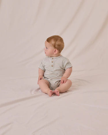 Short Sleeve One-piece - Sage Stripe