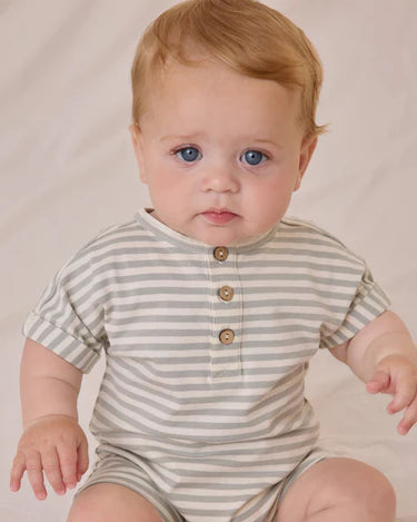 Short Sleeve One-piece - Sage Stripe