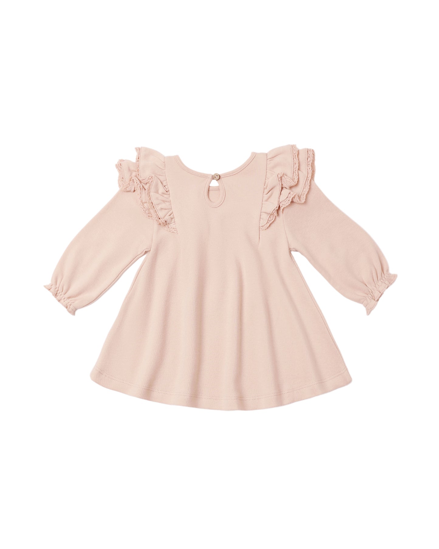 Long Sleeve Flutter Dress - Dusty Rose