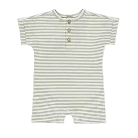 Short Sleeve One-piece - Sage Stripe