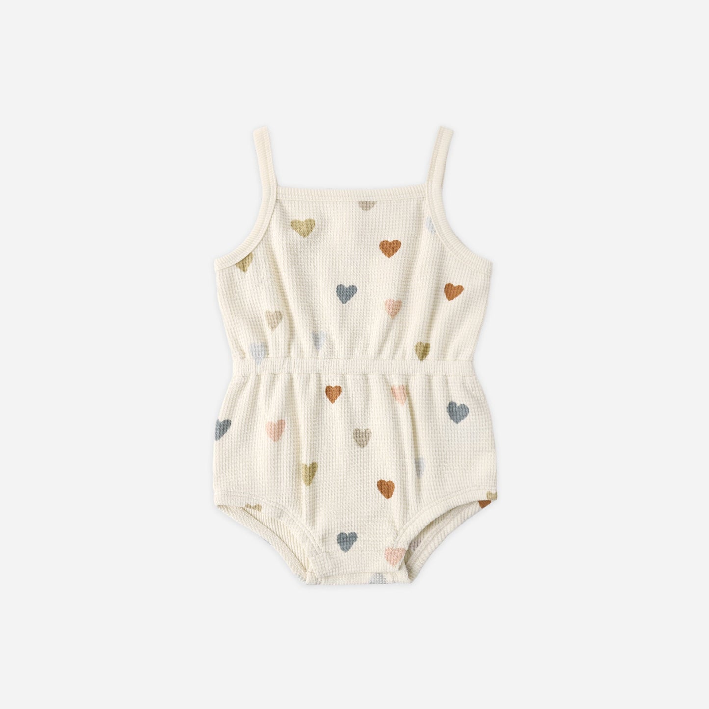 Waffle Cinch Romper - Confetti Hearts