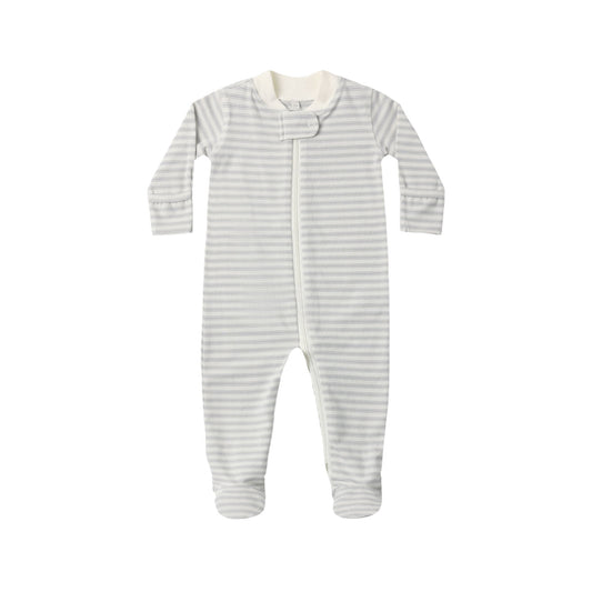 Organic Zip Footie Sleeper - Cloud Stripe