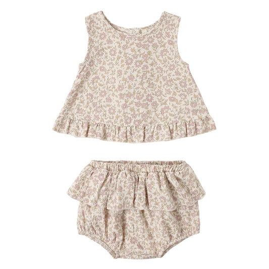 Ruffled Tulip Top & Bloomer Set - Dahlia