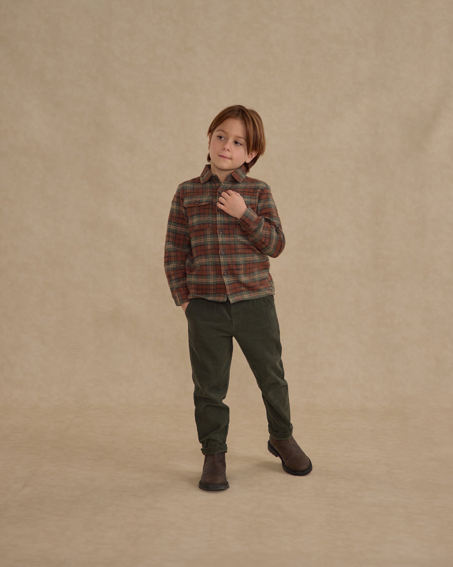 Pocketed Flannel Shirt - Holiday Plaid