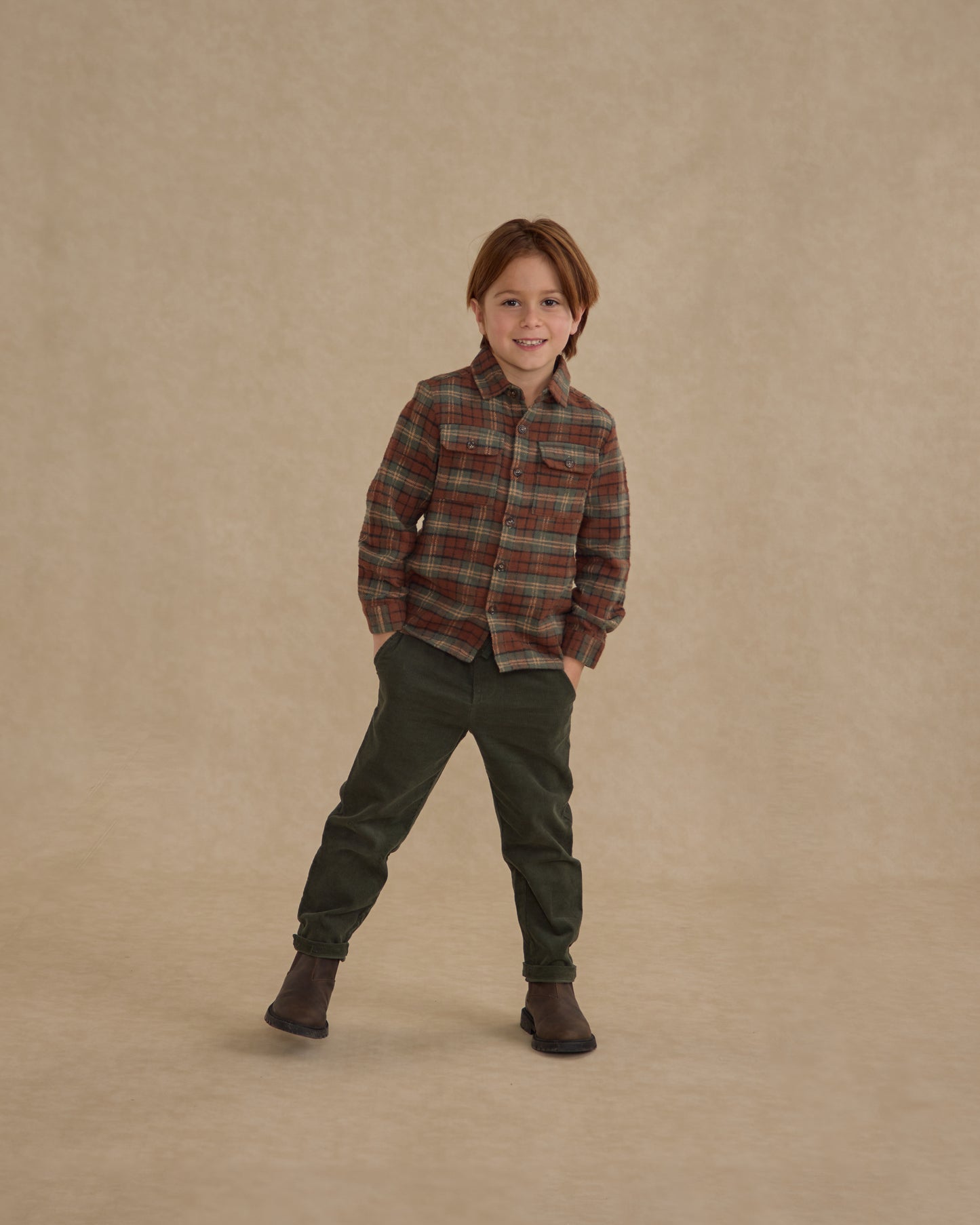 Pocketed Flannel Shirt - Holiday Plaid