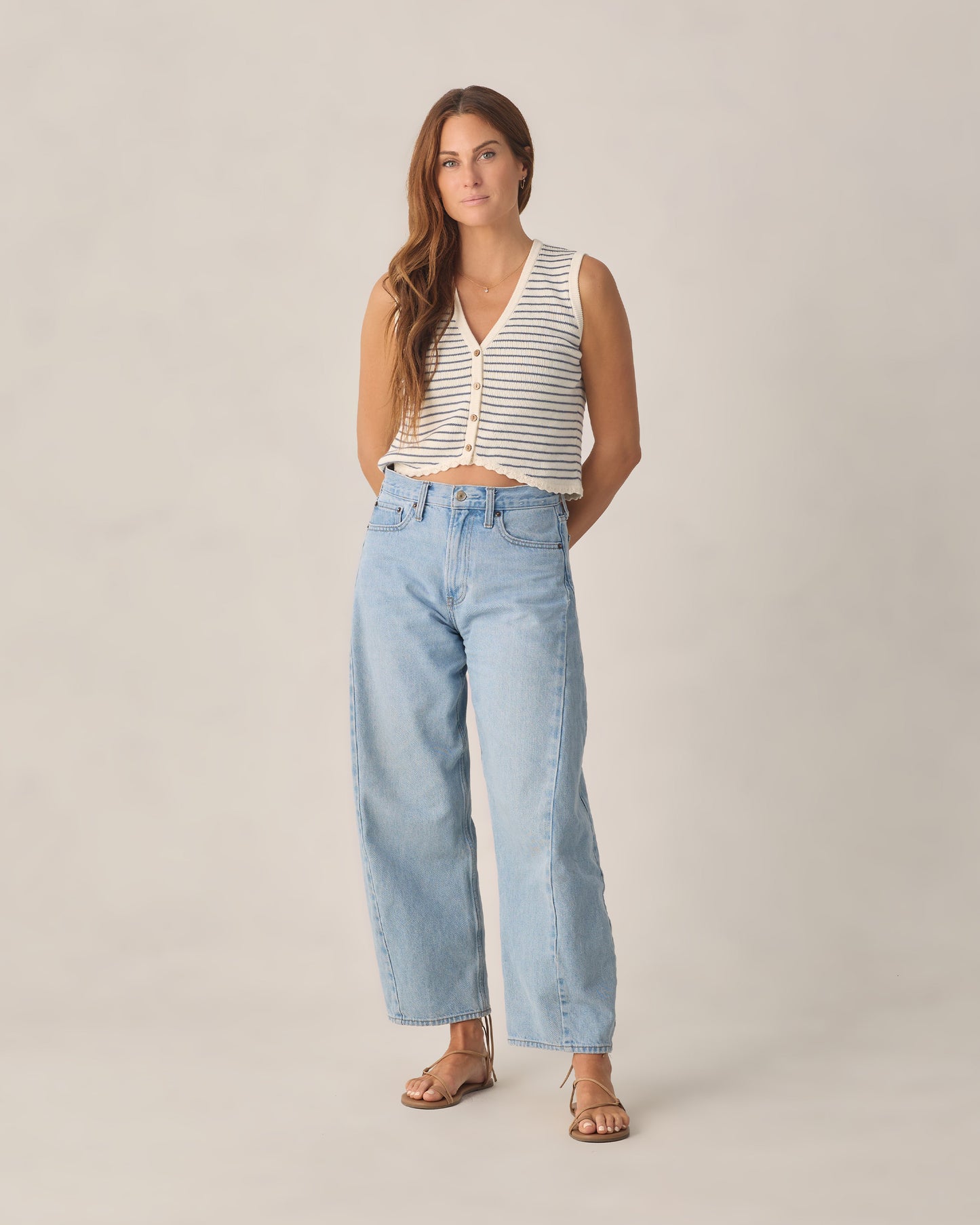 Women's Knit Vest - Marine Stripe