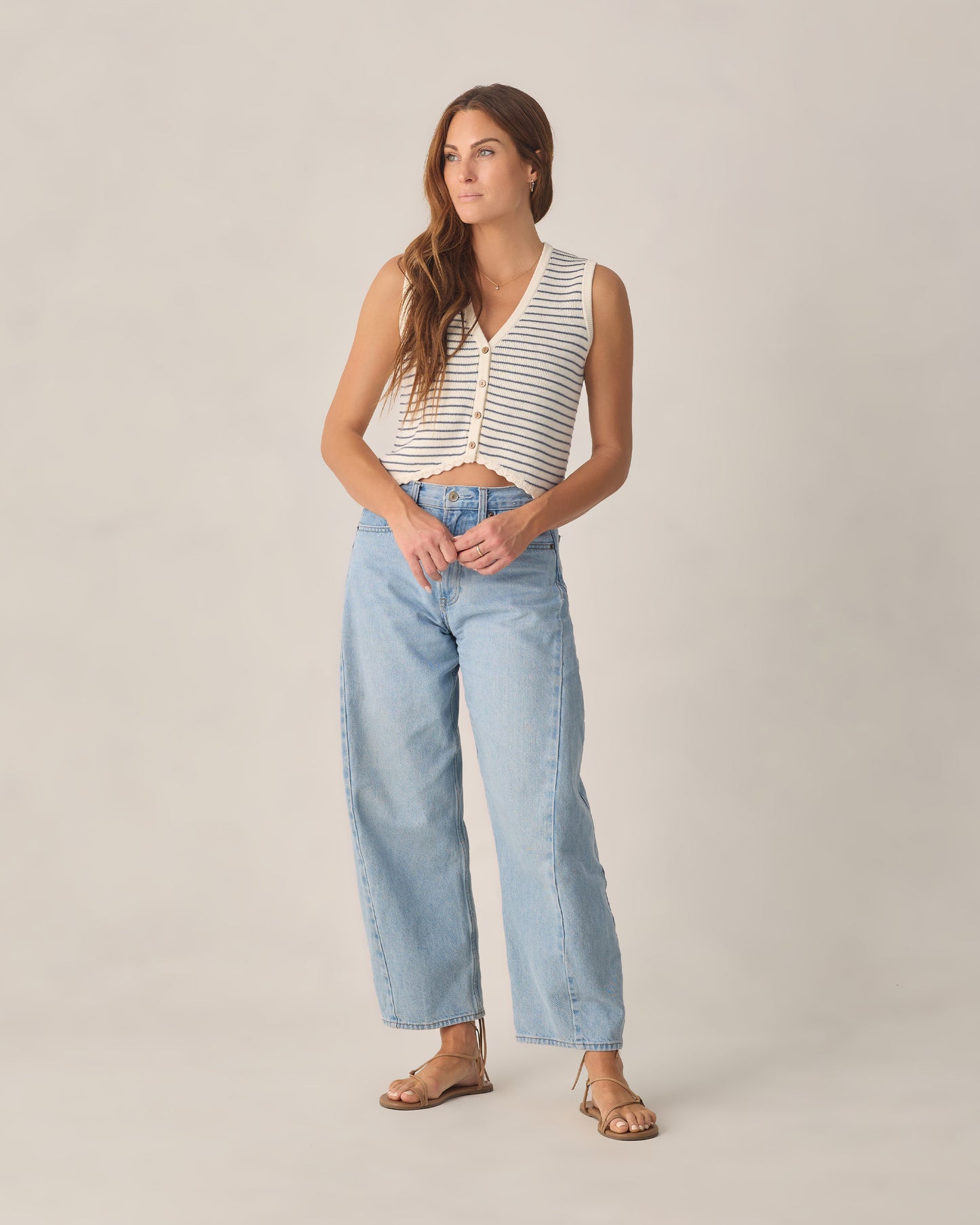 Women's Knit Vest - Marine Stripe
