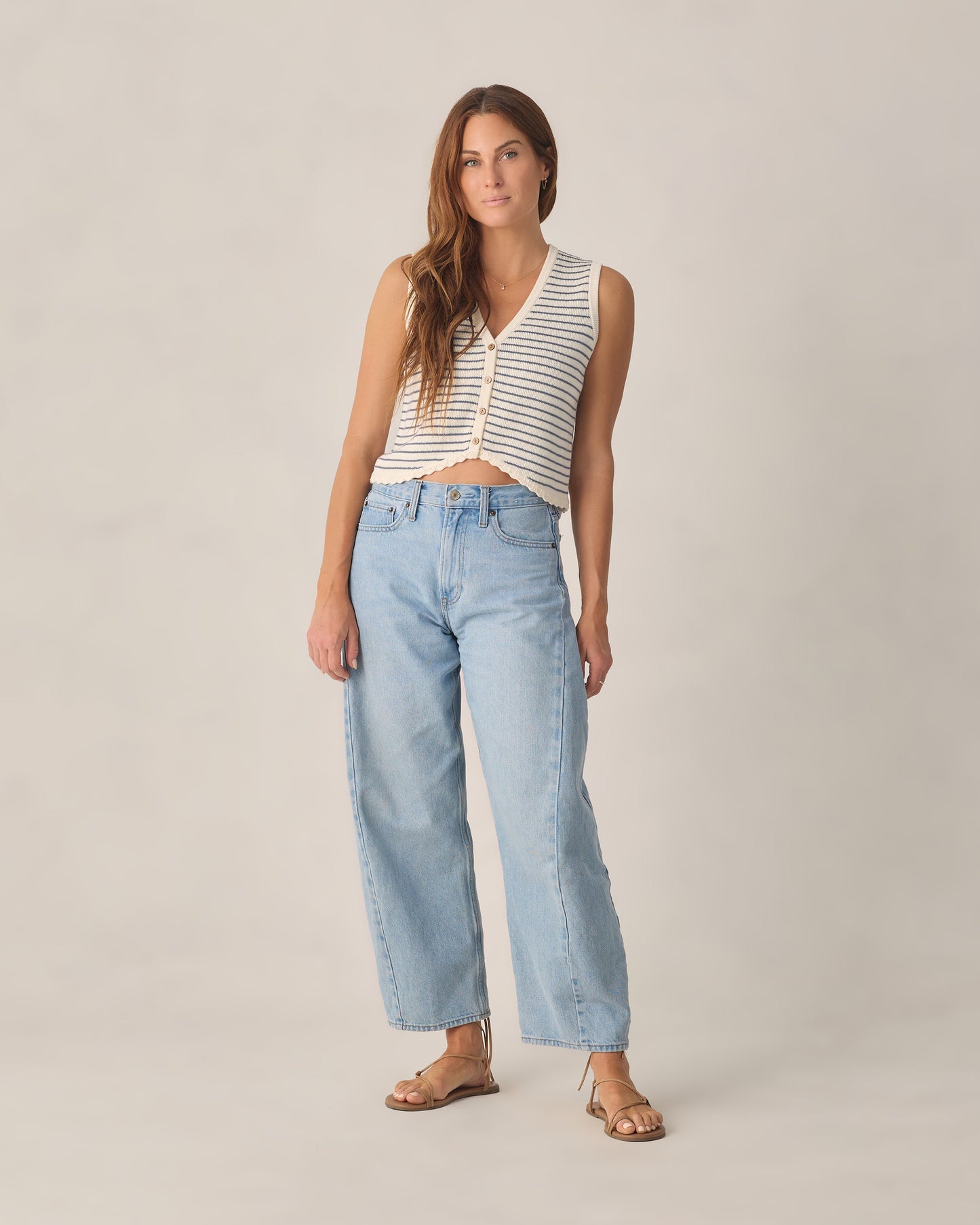 Women's Knit Vest - Marine Stripe