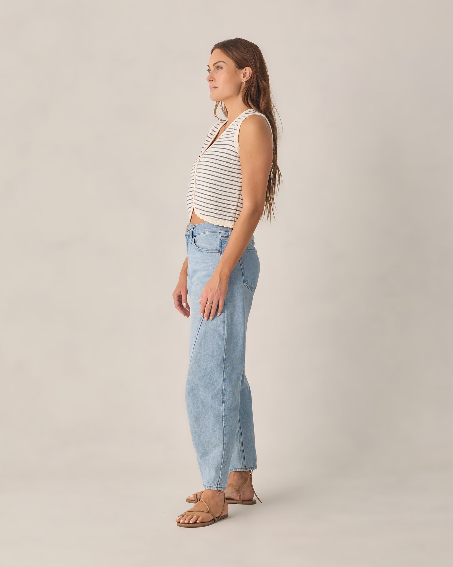 Women's Knit Vest - Marine Stripe