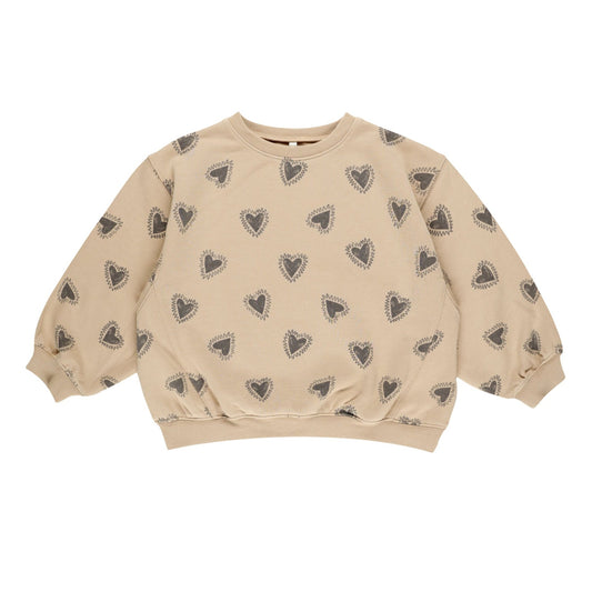 Oversized Crew Sweatshirt - Hearts