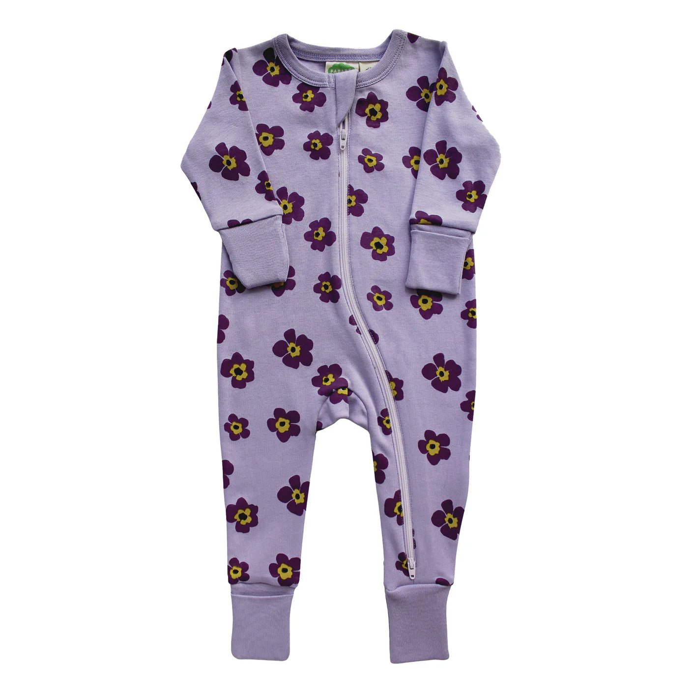 Organic Cotton Zip Romper - Pansies