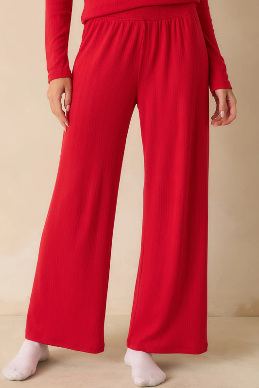 Holly Luxe Pointelle Pant - Festive Red