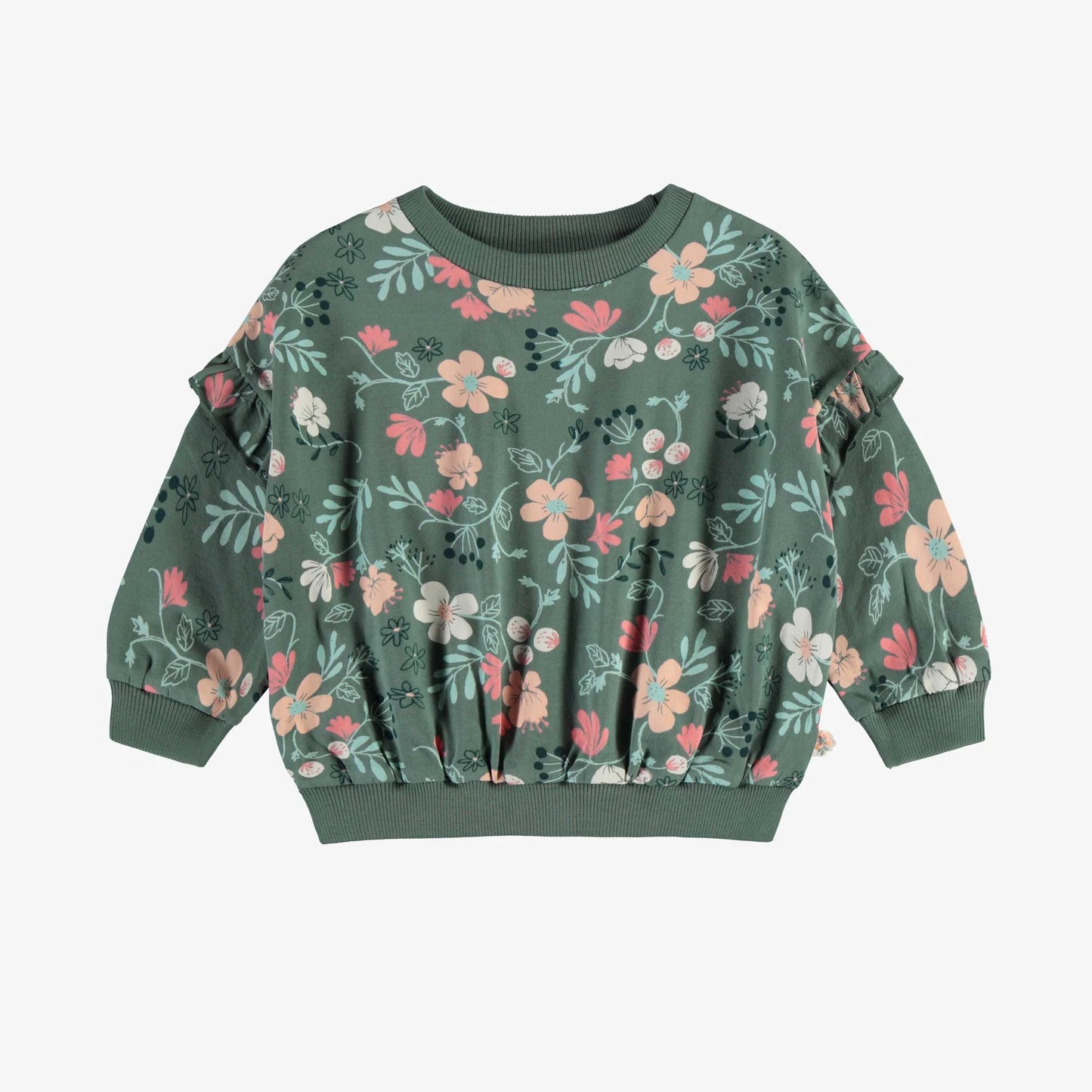 Organic Ruffle Sweater - Floral