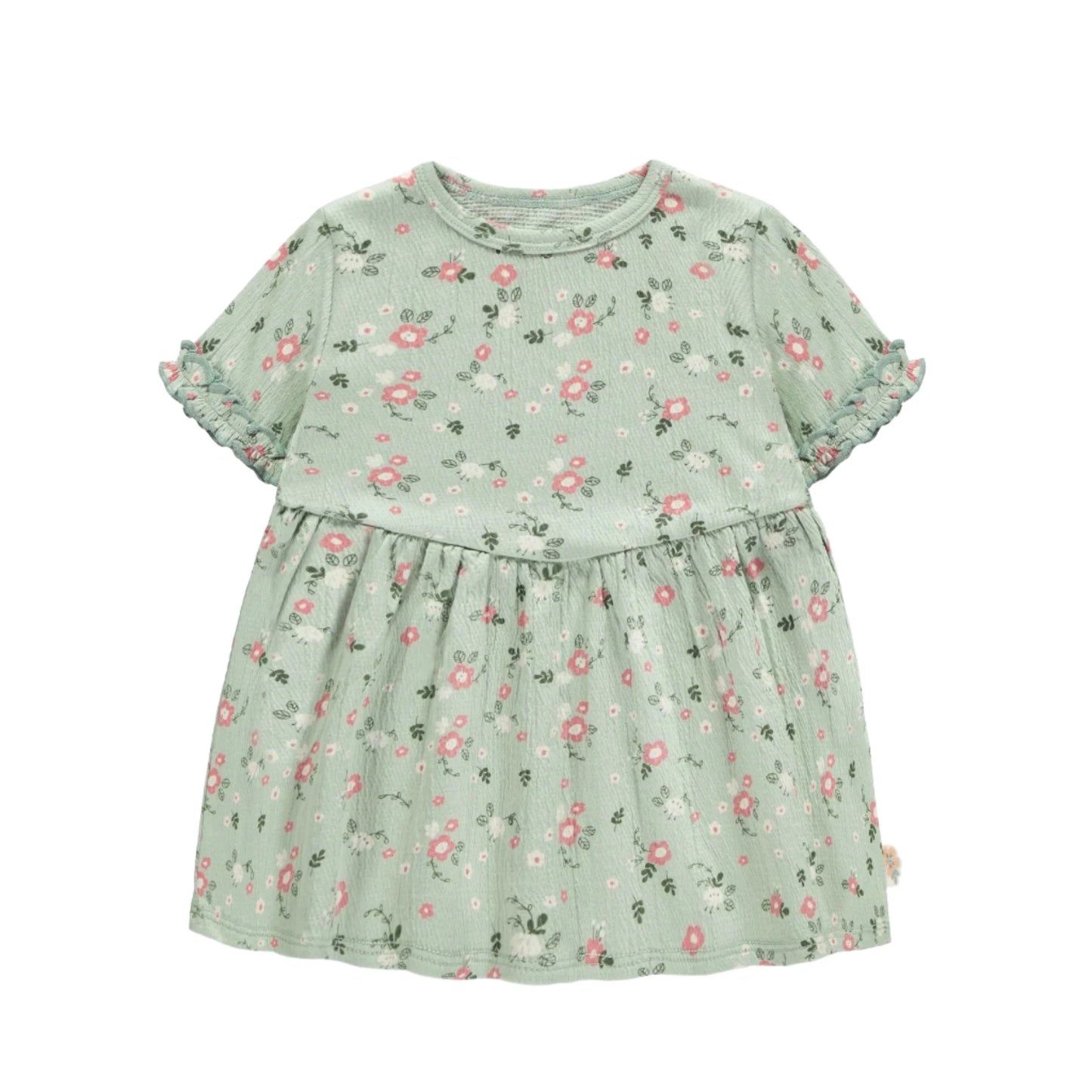 Organic Cotton Baby Dress - Light Green Floral