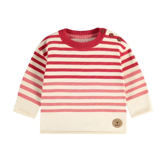 Knit Baby Sweatshirt - Red Stripes