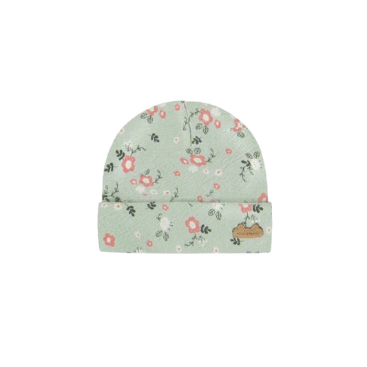 Organic Cotton Baby Hat - Light Green Floral