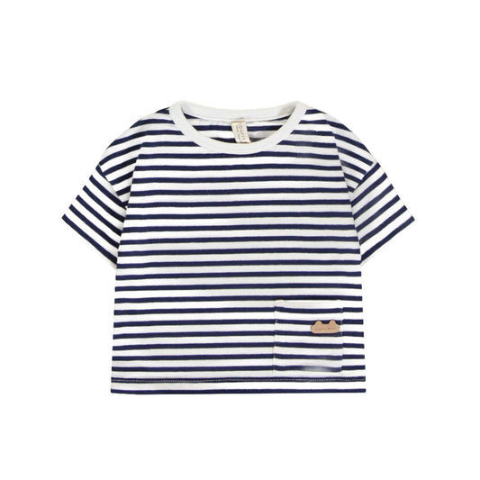 Cotton Baby T-shirt - Navy Stripes