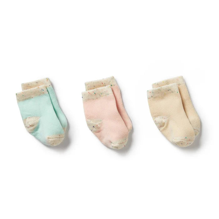 Organic Baby Socks 3pk - Mint /  Cream / Pink