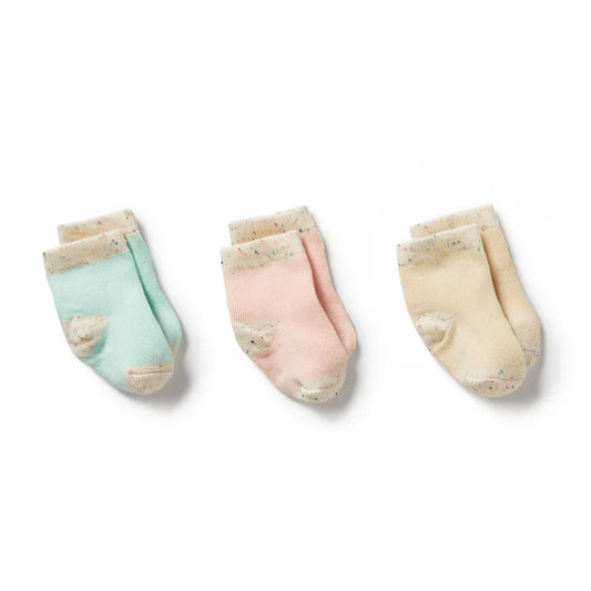 Organic Baby Socks 3pk - Mint /  Cream / Pink