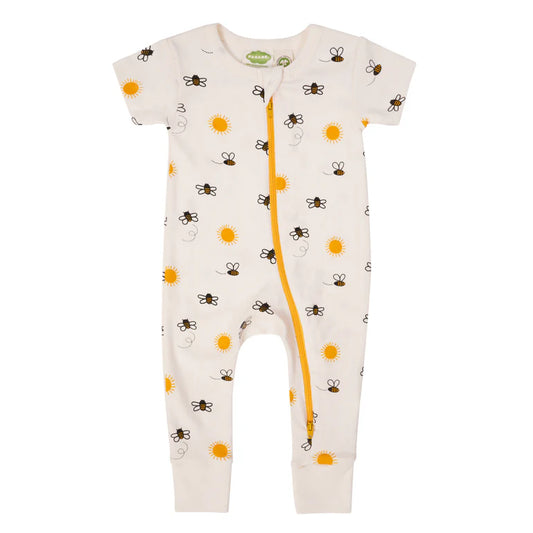 Short Sleeve Zip Romper - Bees