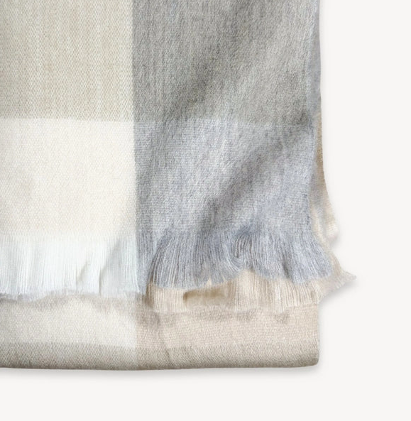 Alpaca Throw Blanket - Coastal Check