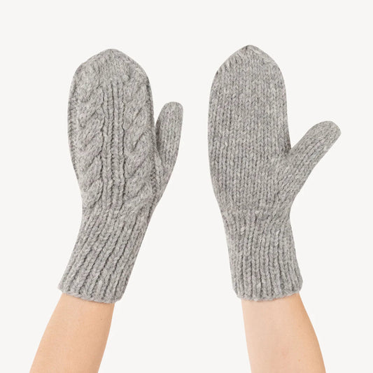 Hand-Knit Alpaca Mittens - Steel