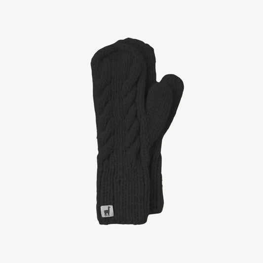 Hand-Knit Alpaca Mittens - Black