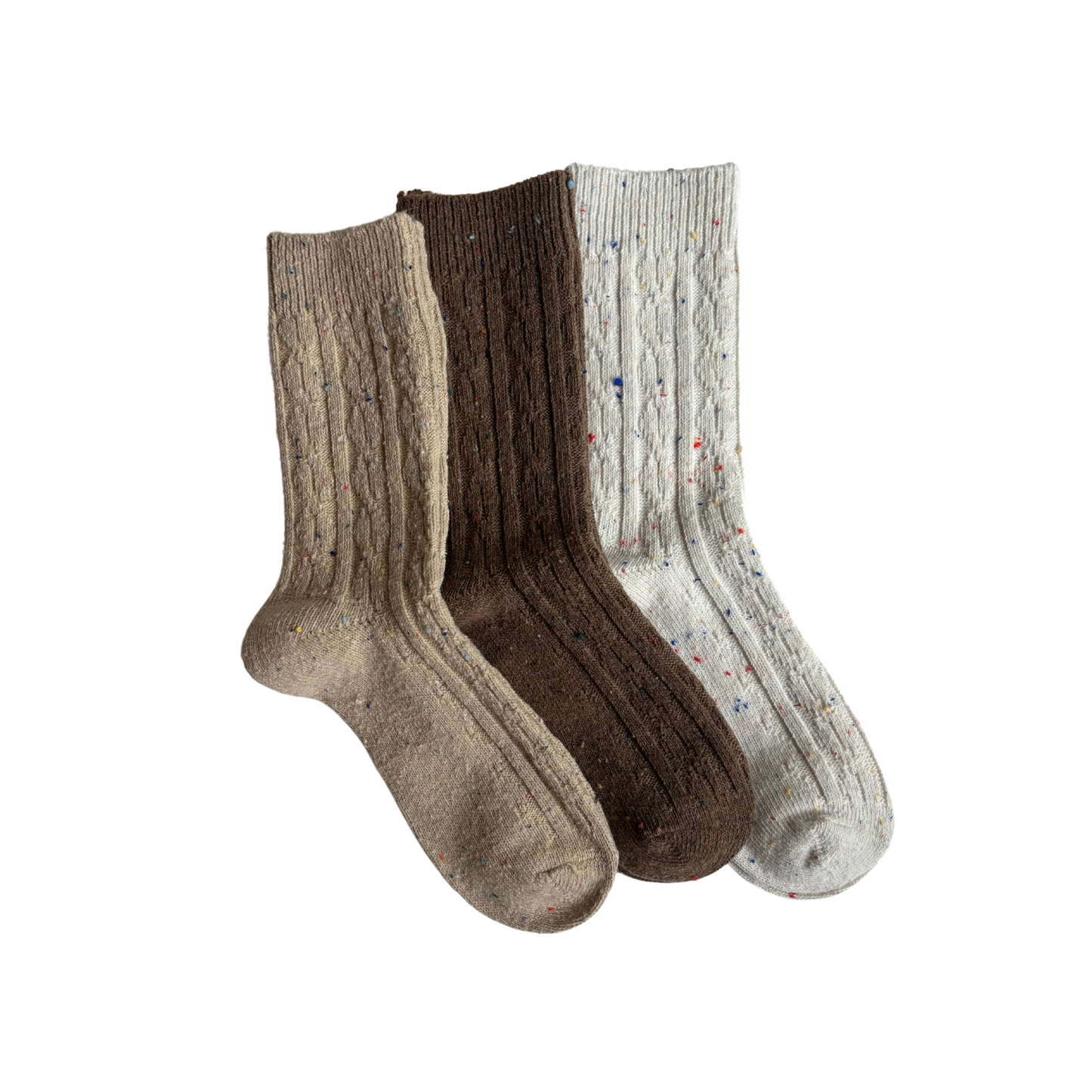 Cotton Confetti Knit Socks - Cream