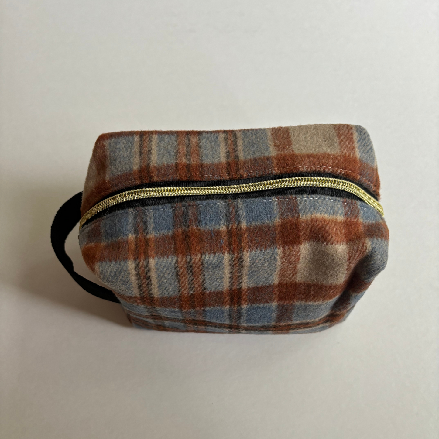 Large Wool Cosmetic Bag - Plaid