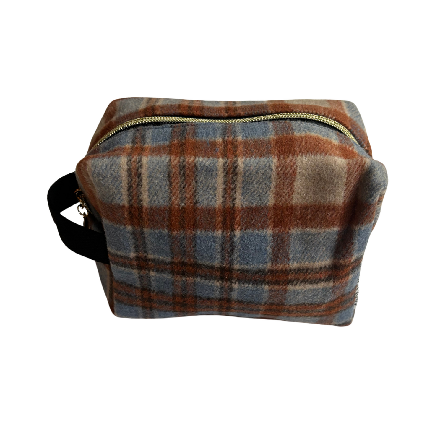 Large Wool Cosmetic Bag - Plaid