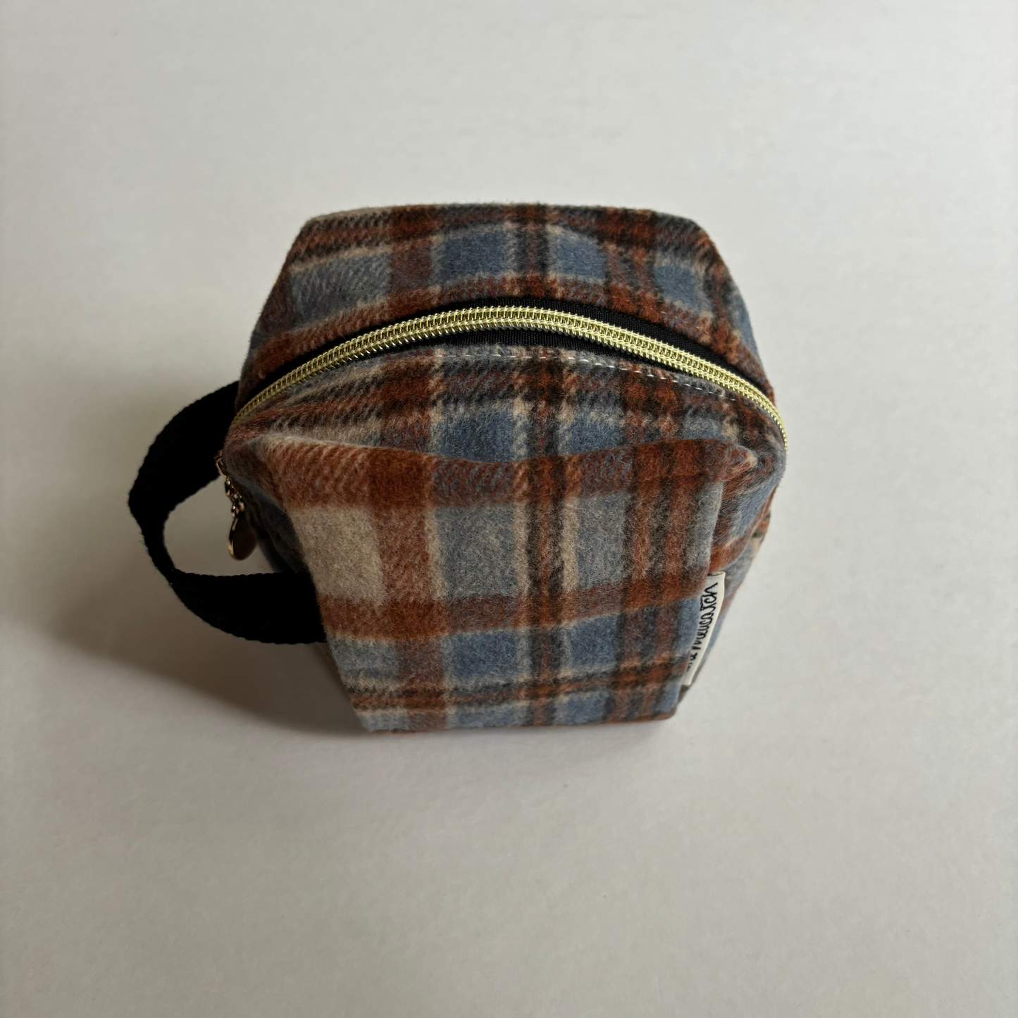 Small Wool Cosmetic Bag - Plaid