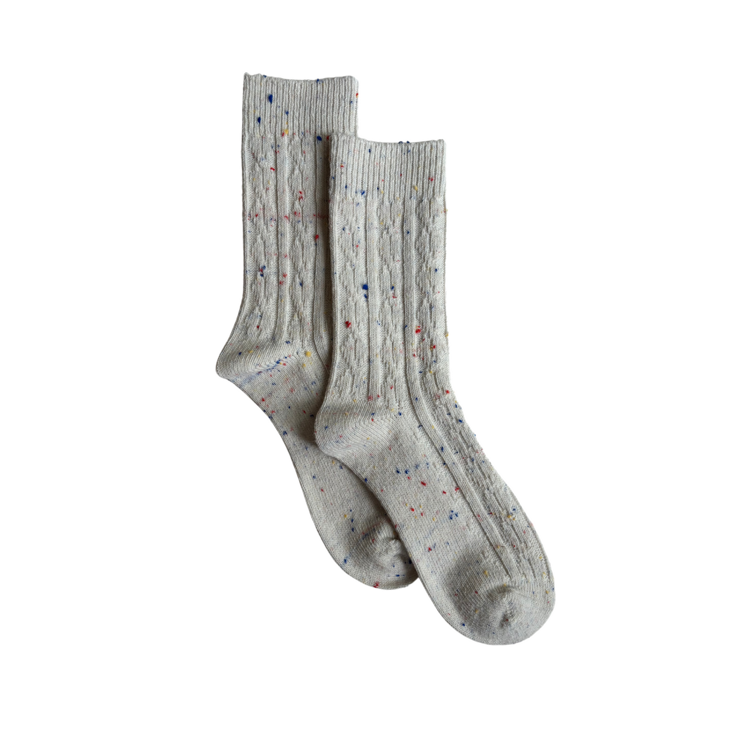 Cotton Confetti Knit Socks - Cream