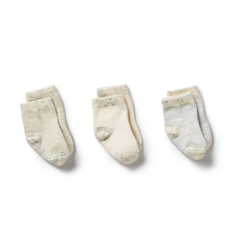 Organic Baby Socks 3pk - Cream / Oatmeal / Grey Cloud