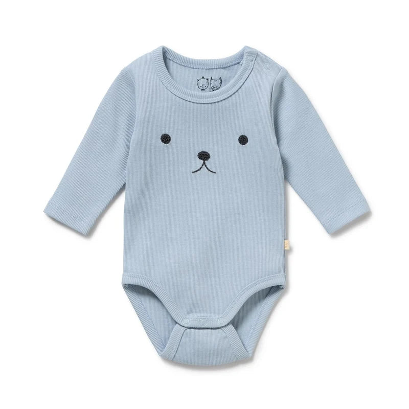 Organic Cotton Rib Bodysuit - Storm Blue