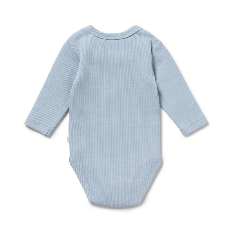 Organic Cotton Rib Bodysuit - Storm Blue