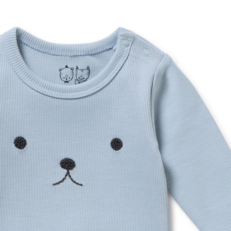 Organic Cotton Rib Bodysuit - Storm Blue