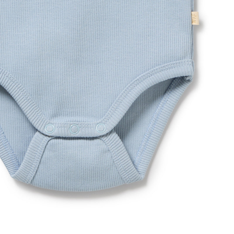Organic Cotton Rib Bodysuit - Storm Blue