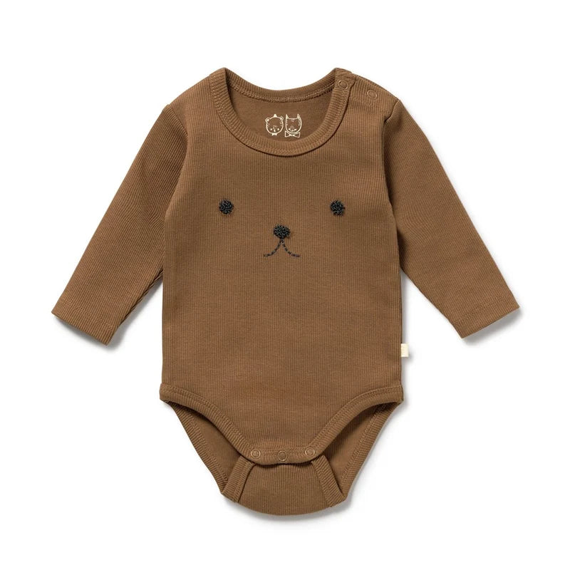 Organic Cotton Rib Bodysuit - Nutmeg