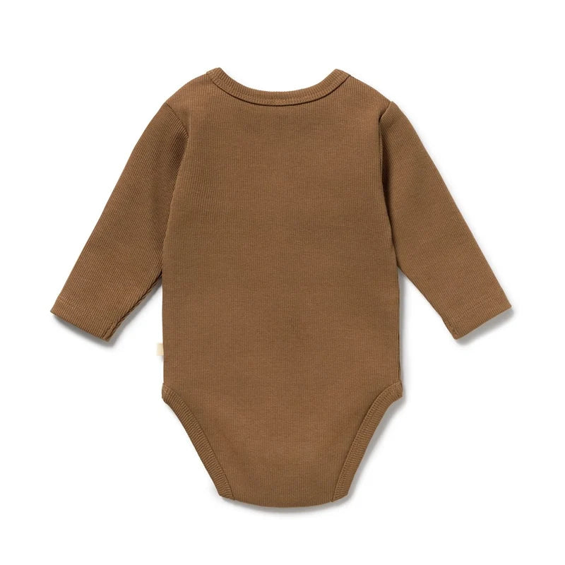 Organic Cotton Rib Bodysuit - Nutmeg