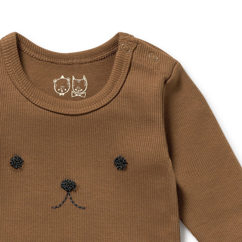 Organic Cotton Rib Bodysuit - Nutmeg