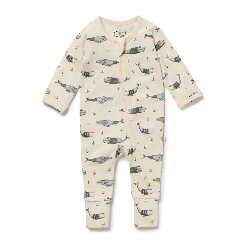 Organic Zipsuit - Woolly Whales