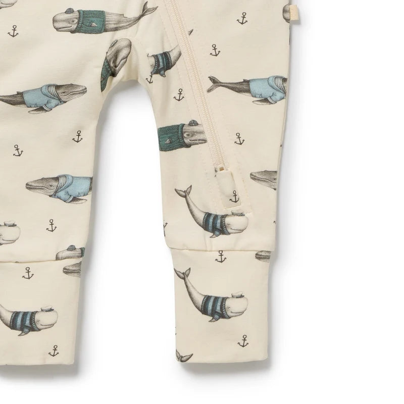 Organic Zipsuit - Woolly Whales