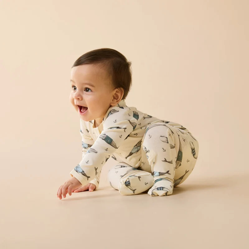 Organic Zipsuit - Woolly Whales