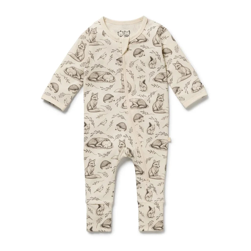 Organic Zipsuit - Foxglove Forest