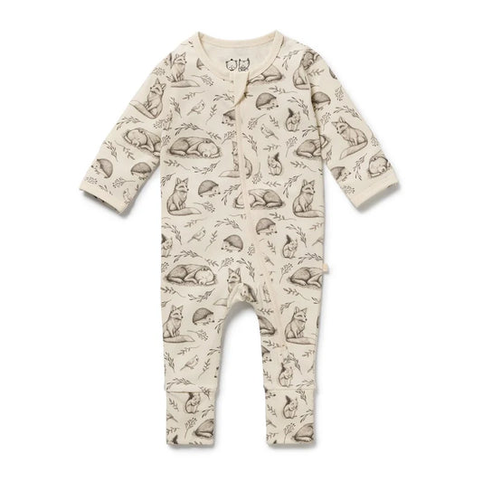 Organic Zipsuit - Foxglove Forest