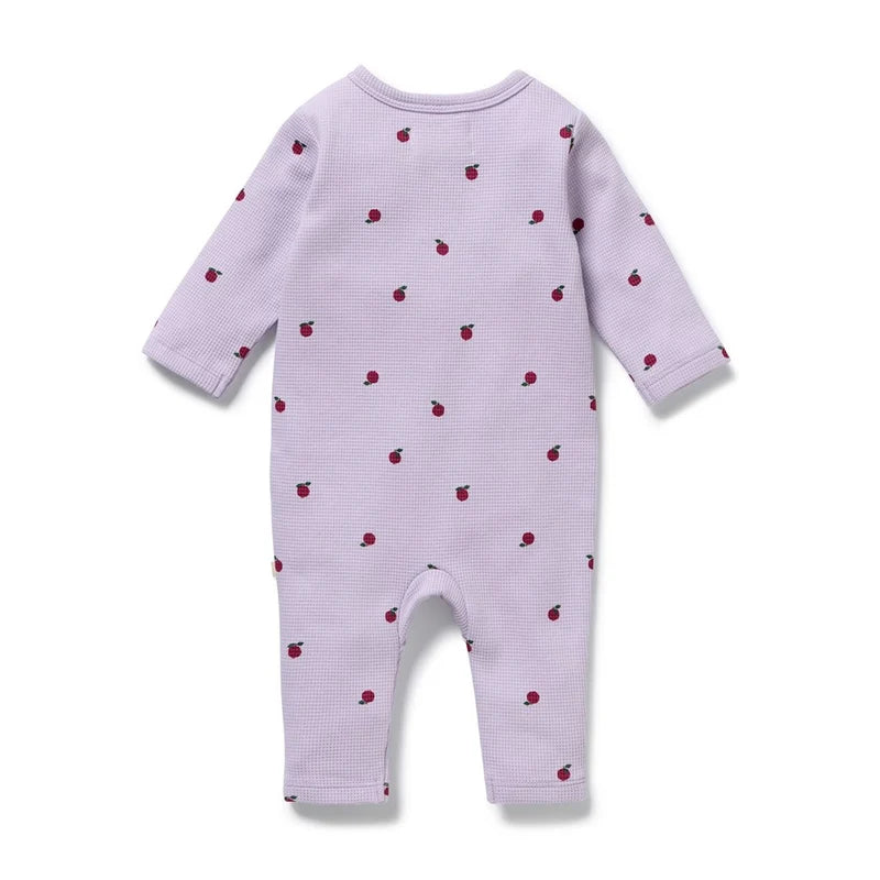 Organic Waffle Ruffle Zipsuit - Berry Plums