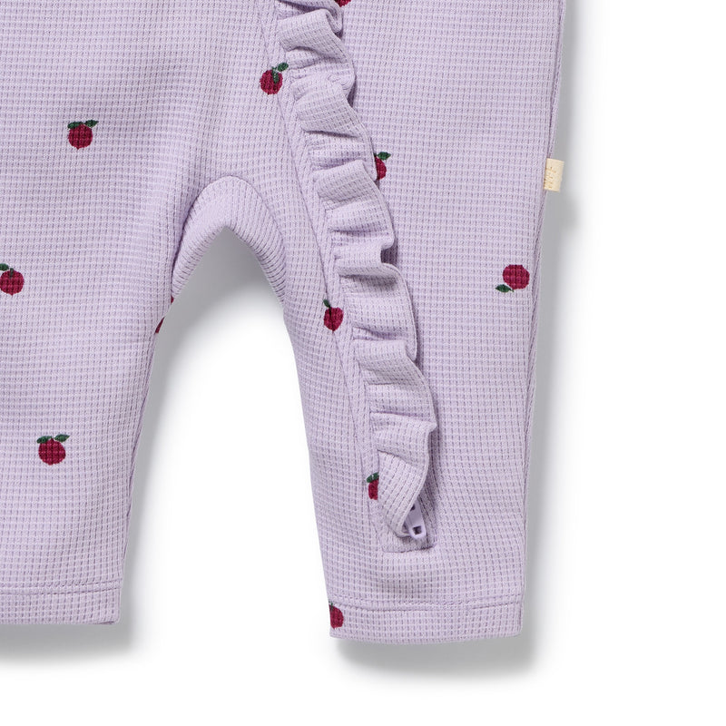Organic Waffle Ruffle Zipsuit - Berry Plums
