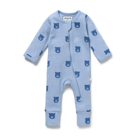 Organic Waffle Zipsuit - Bear Hugs