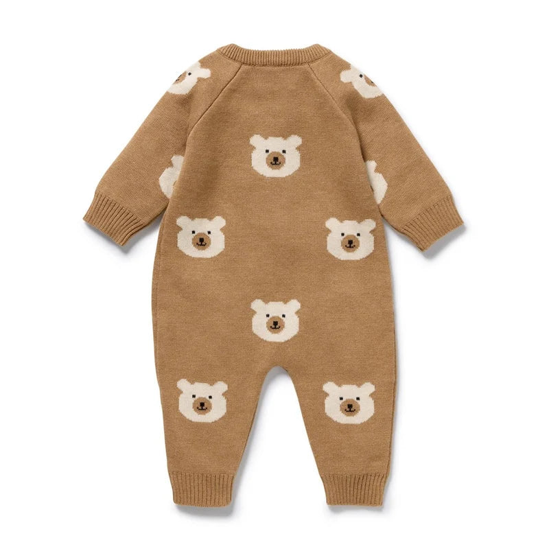 Organic Knit Growsuit -Beary Cute